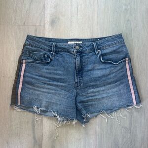 Stylish Blue Denim Shorts with Pink Accents
